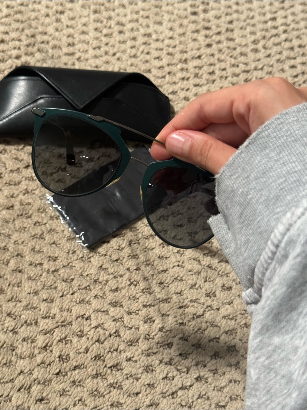 Dior Green and Black Round Sunglasses